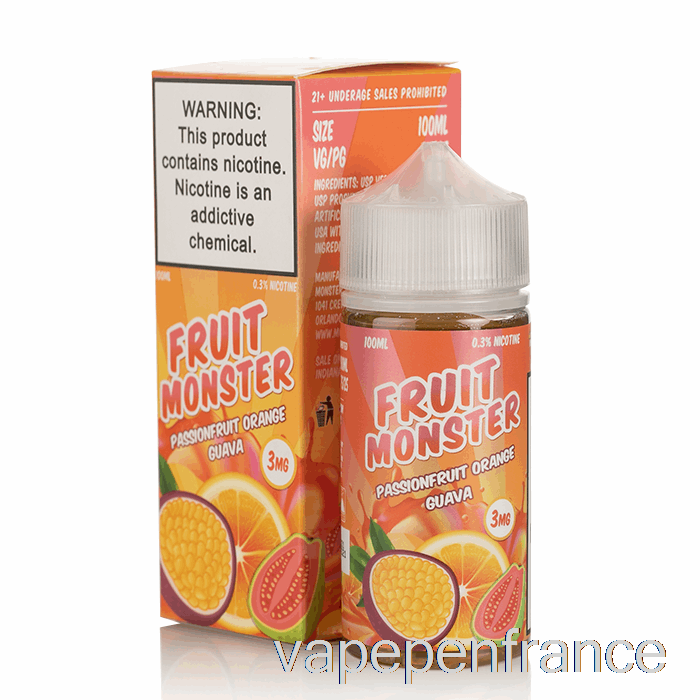 Goyave Orange Fruit De La Passion - Fruit Monster - 100 Ml 0 Mg Stylo Vape